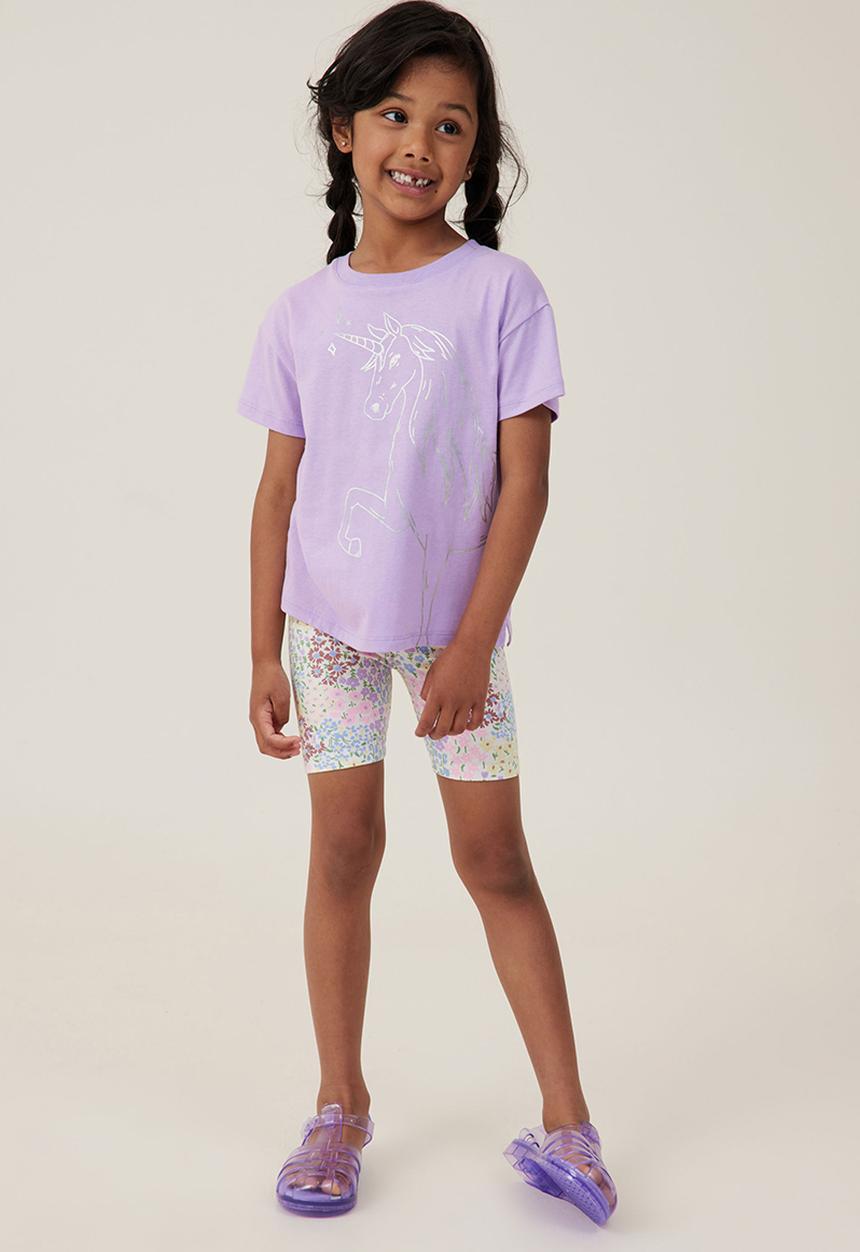 Cotton On - Poppy short sleeve print tee - lilac drop/unicorn