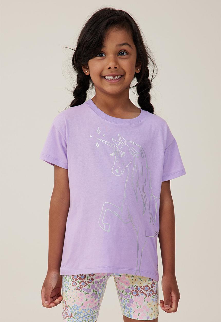 Cotton On - Poppy short sleeve print tee - lilac drop/unicorn