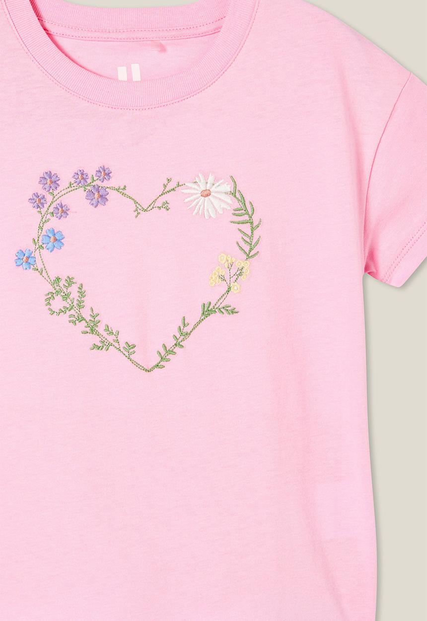Cotton On - Poppy short sleeve print tee - cali pink/flower heart