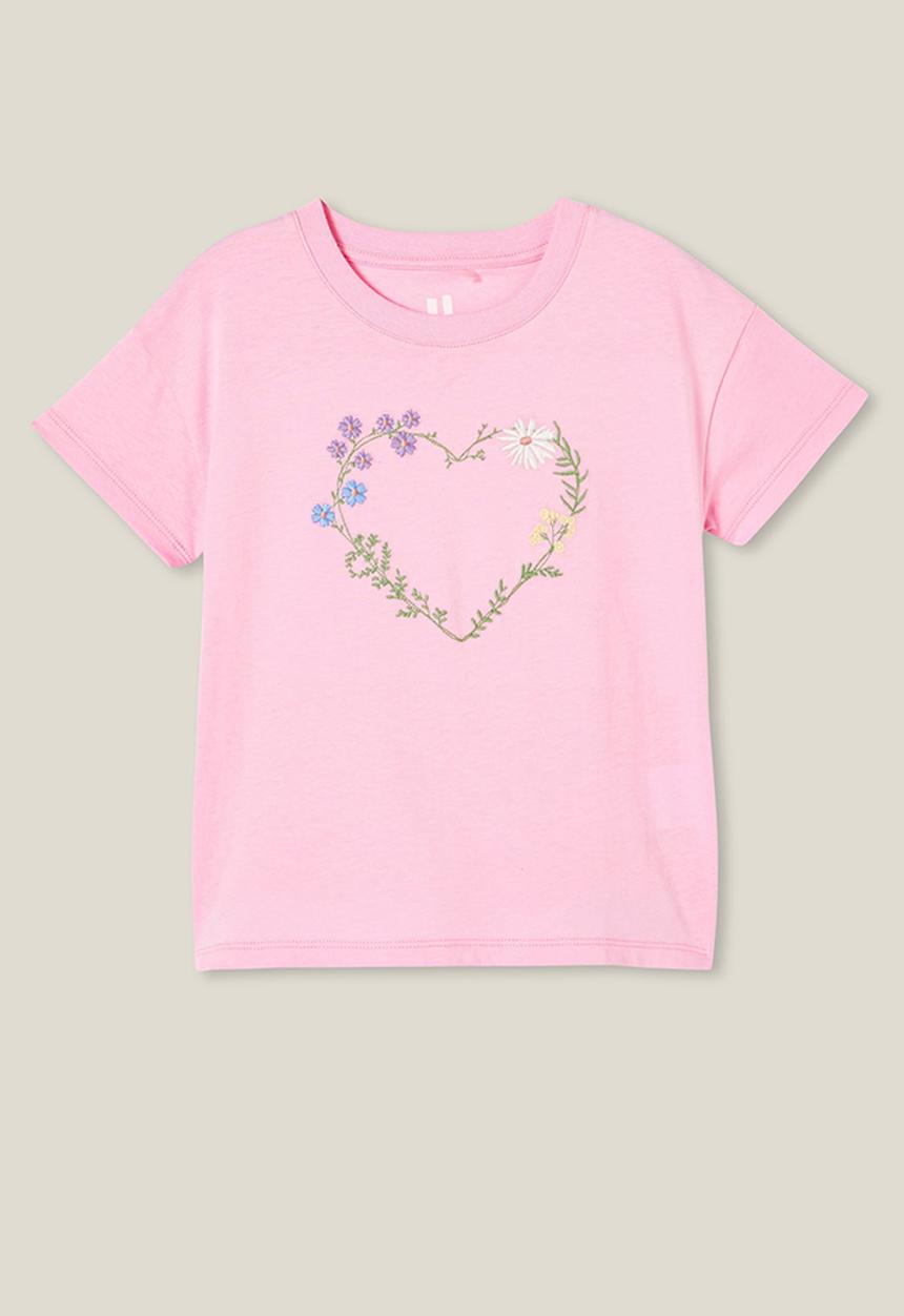 Cotton On - Poppy short sleeve print tee - cali pink/flower heart