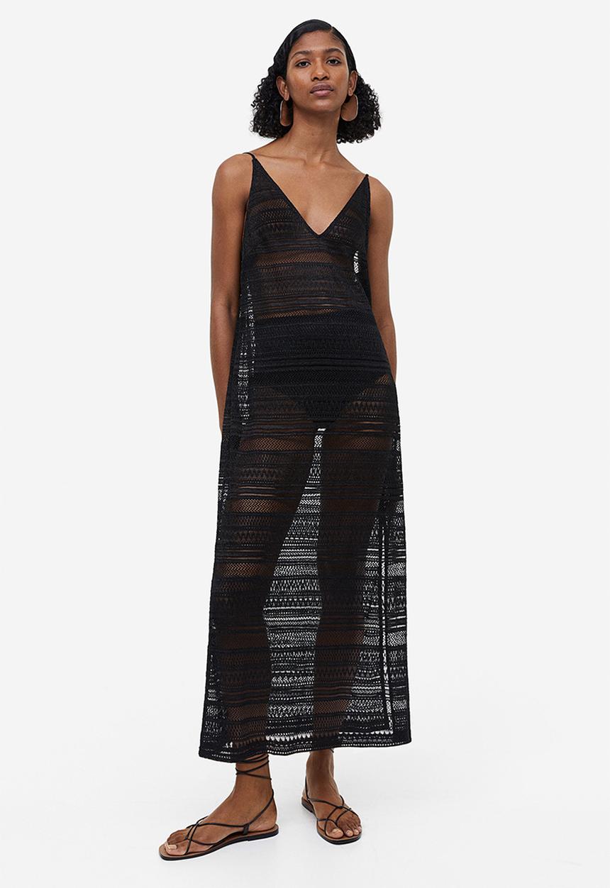 H&M - V-neck bodycon dress - black