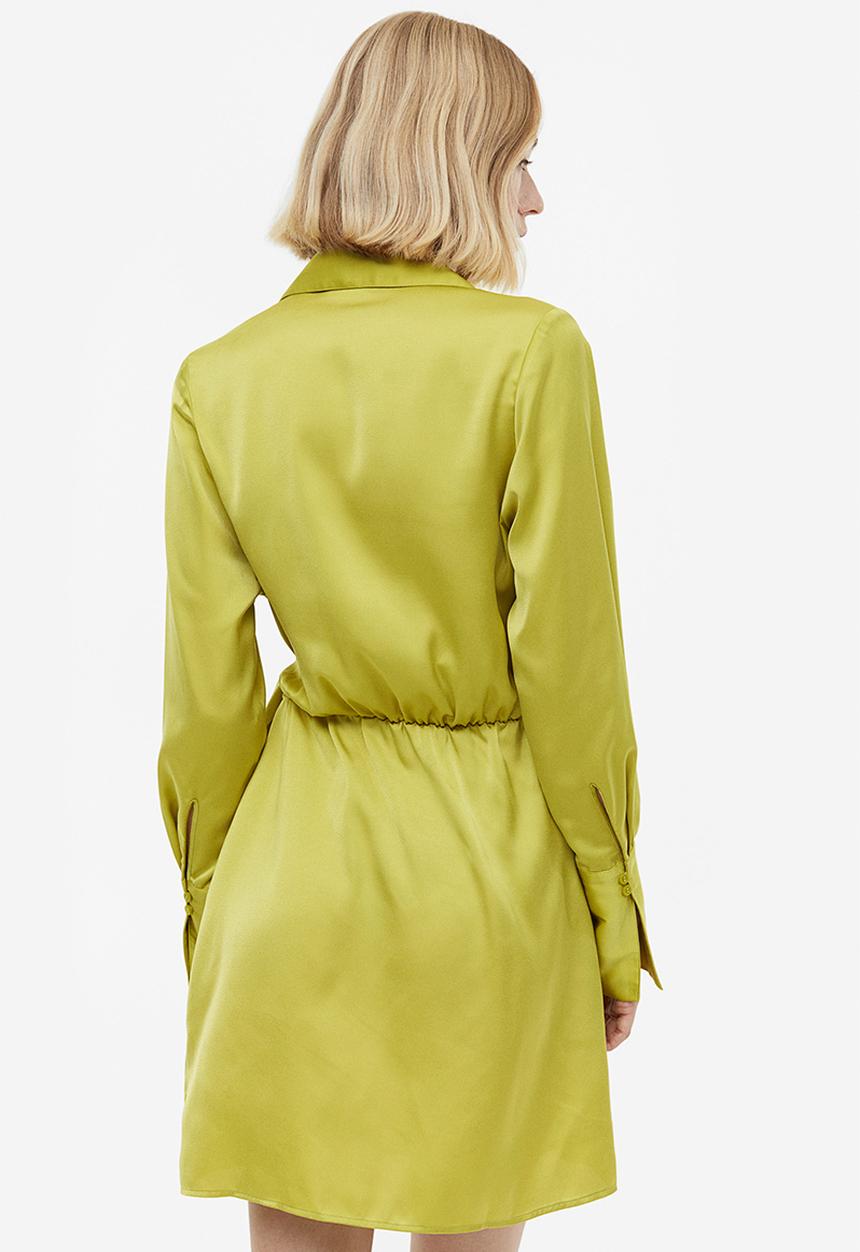 H&M - Satin wrap dress - yellow-green