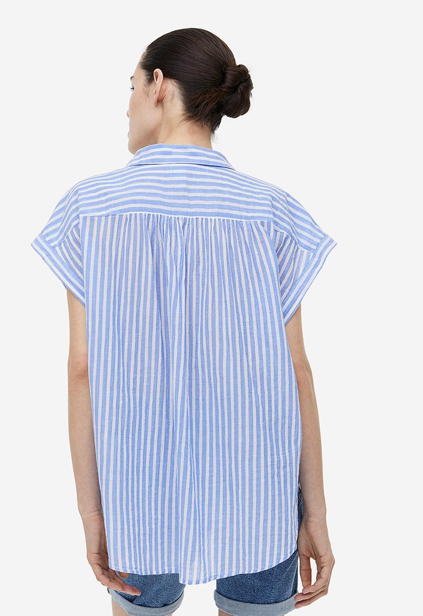 H&M - V-neck cotton blouse - blue