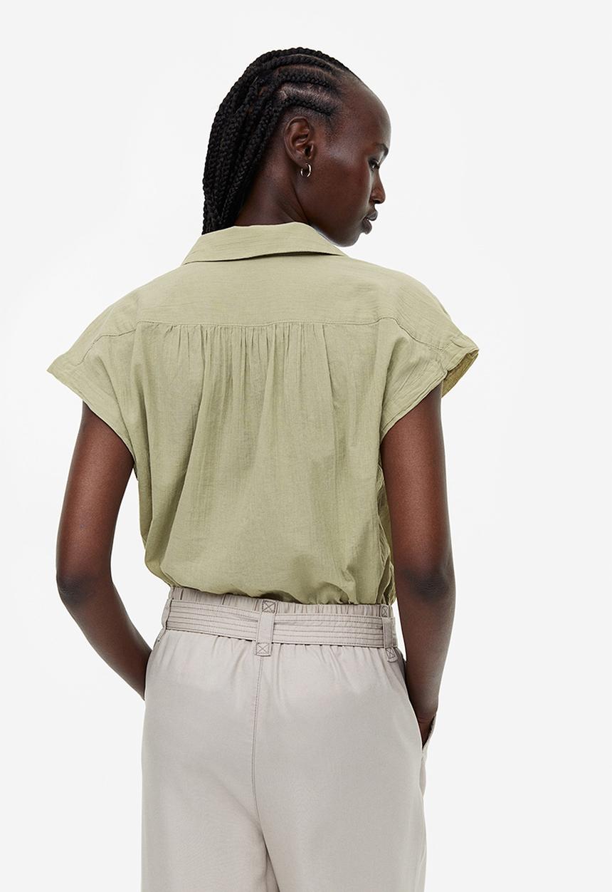 H&M - V-neck cotton blouse - green