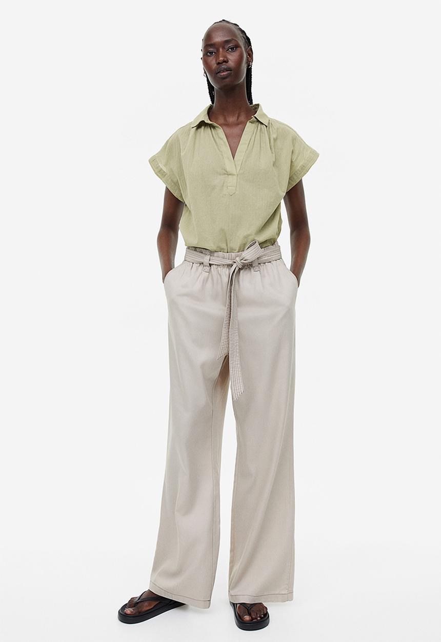 H&M - V-neck cotton blouse - green