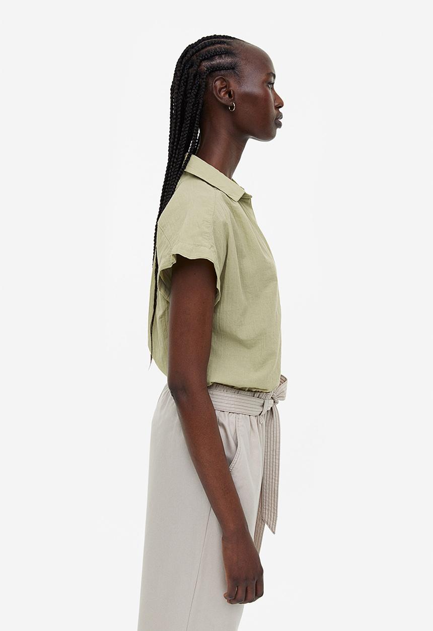 H&M - V-neck cotton blouse - green