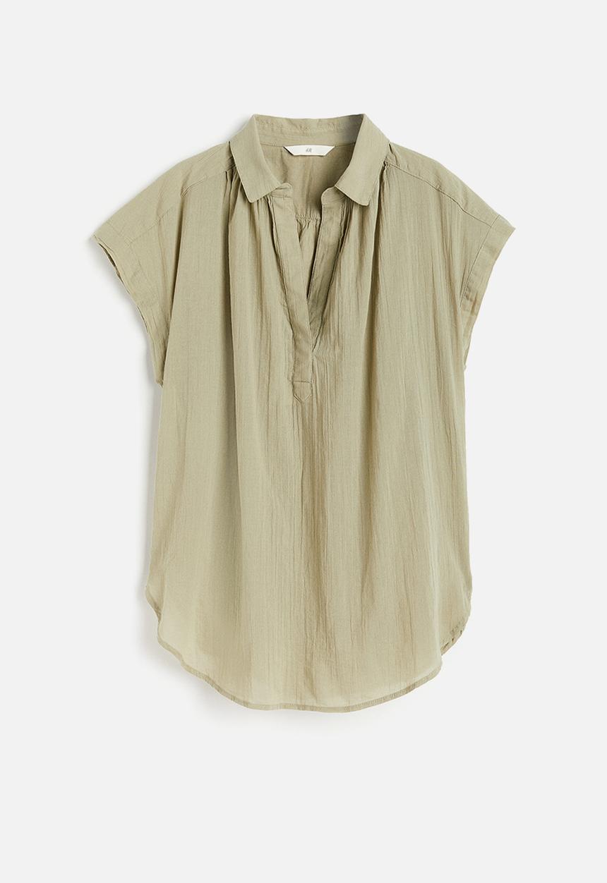 H&M - V-neck cotton blouse - green