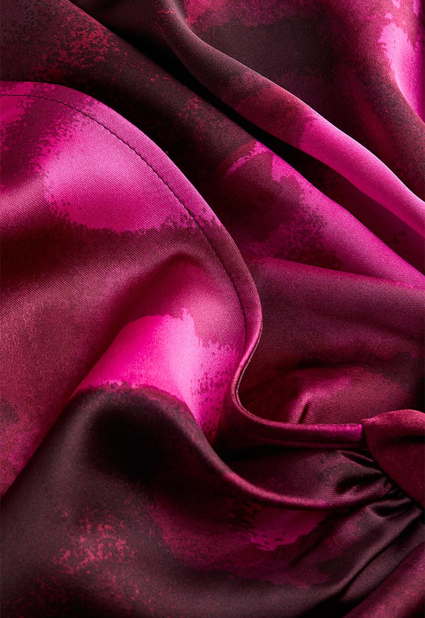 H&M - Satin wrap dress - dark pink patterned