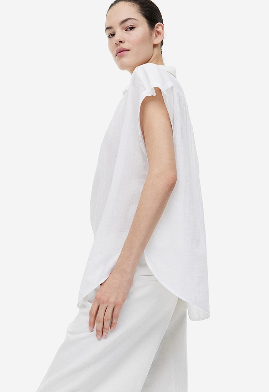 H&M - V-neck cotton blouse - white