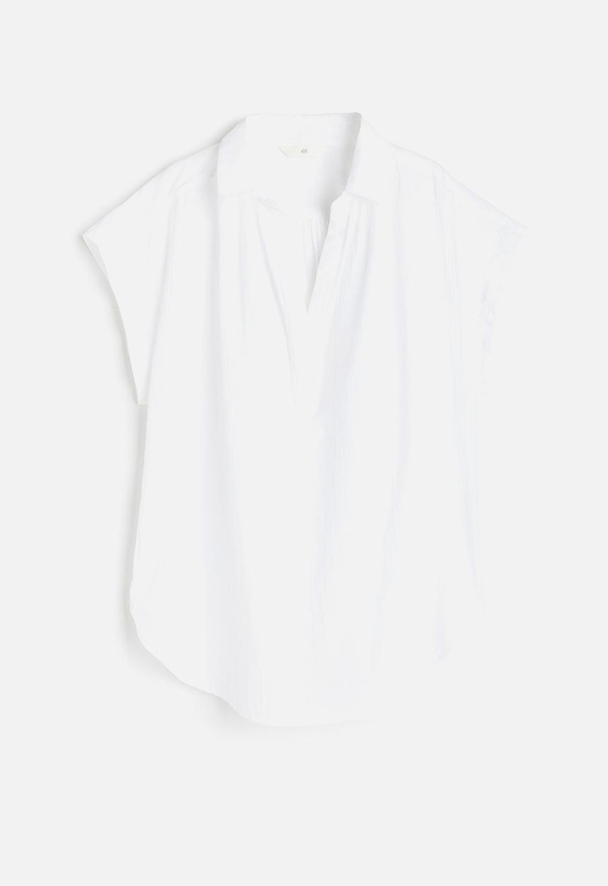 H&M - V-neck cotton blouse - white