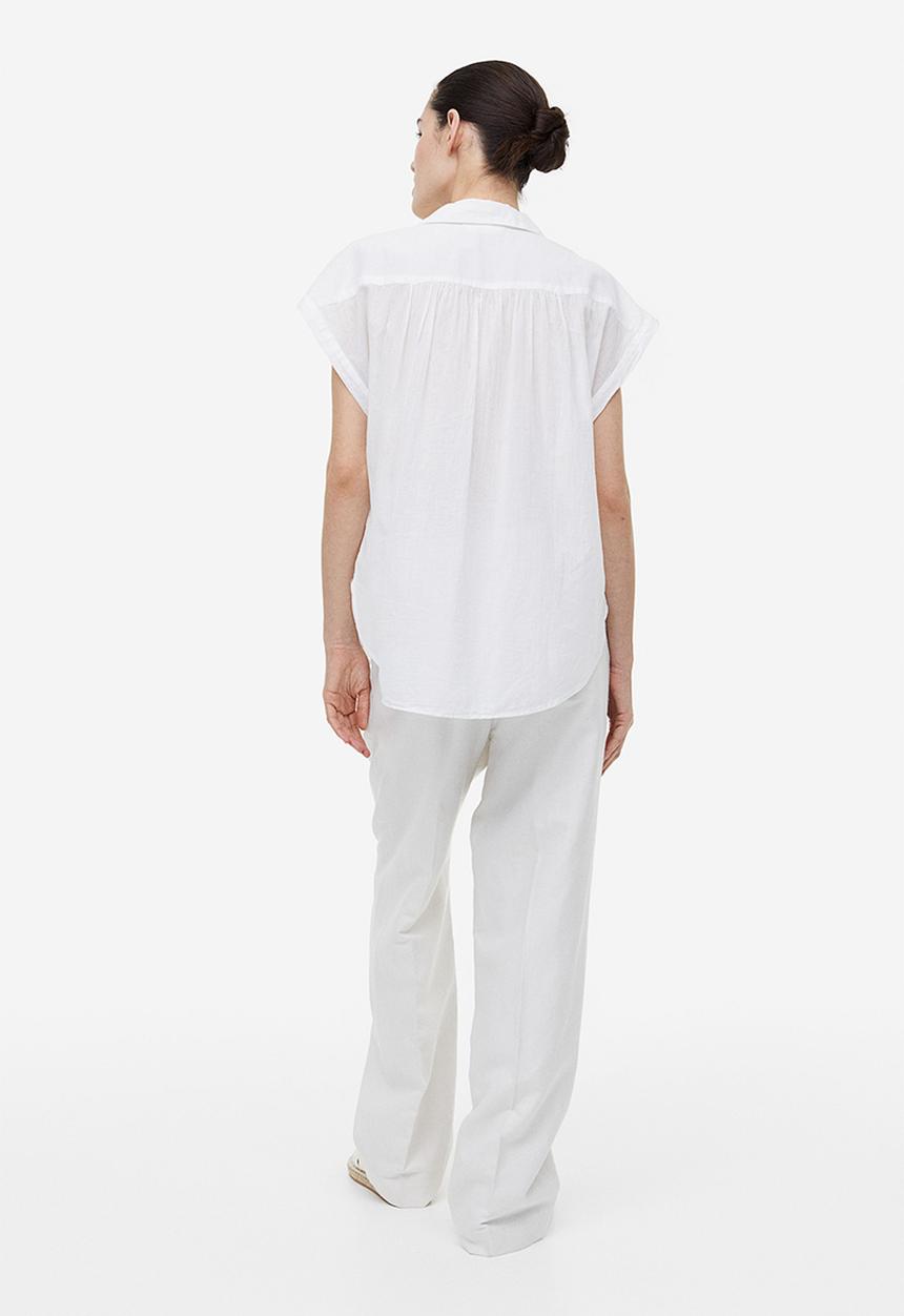 H&M - V-neck cotton blouse - white