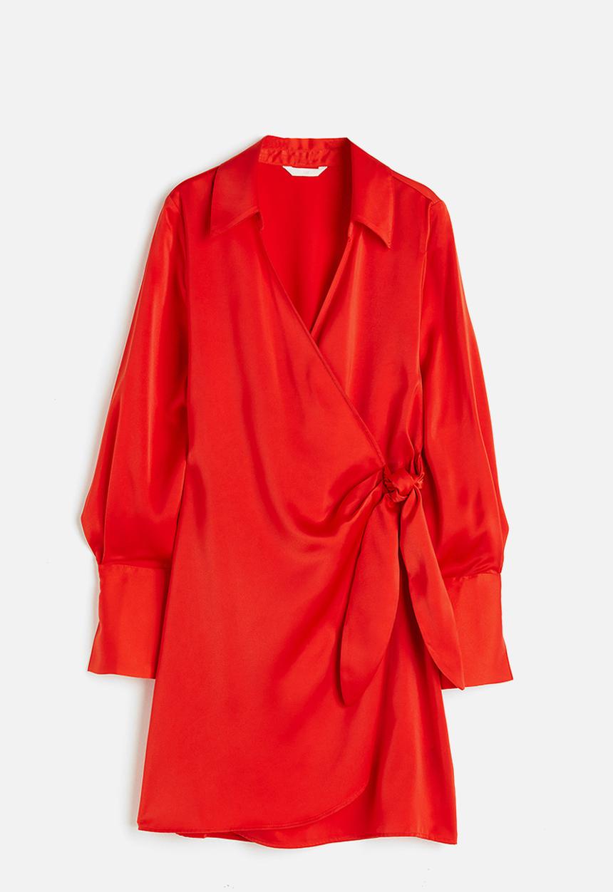 H&M - Satin wrap dress - red