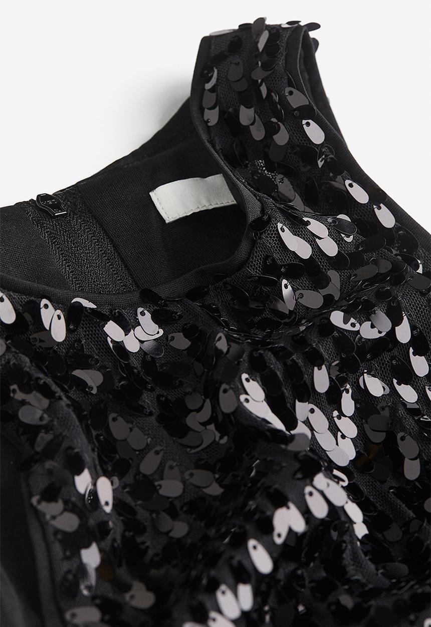 H&M - Sequined cropped top - black sequins