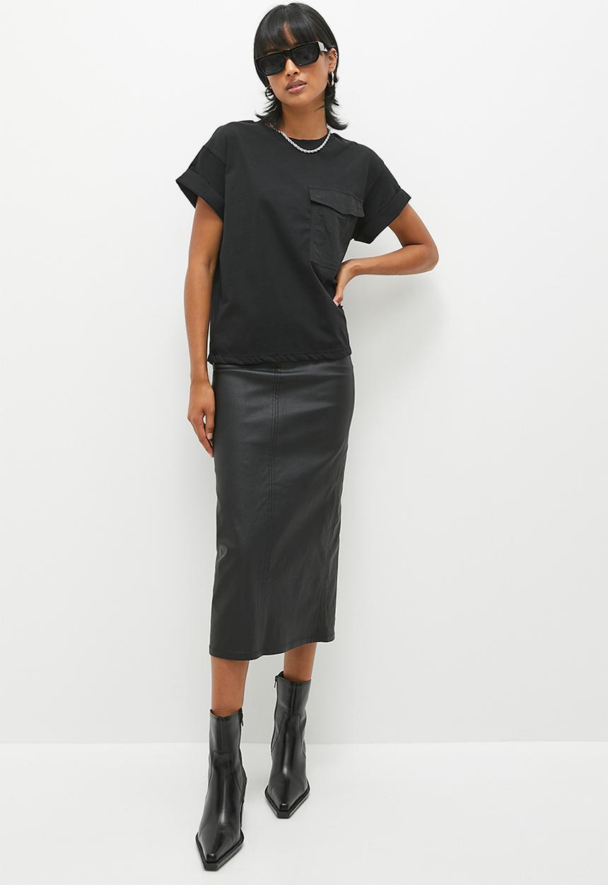 Superbalist - coated pencil skirt - black