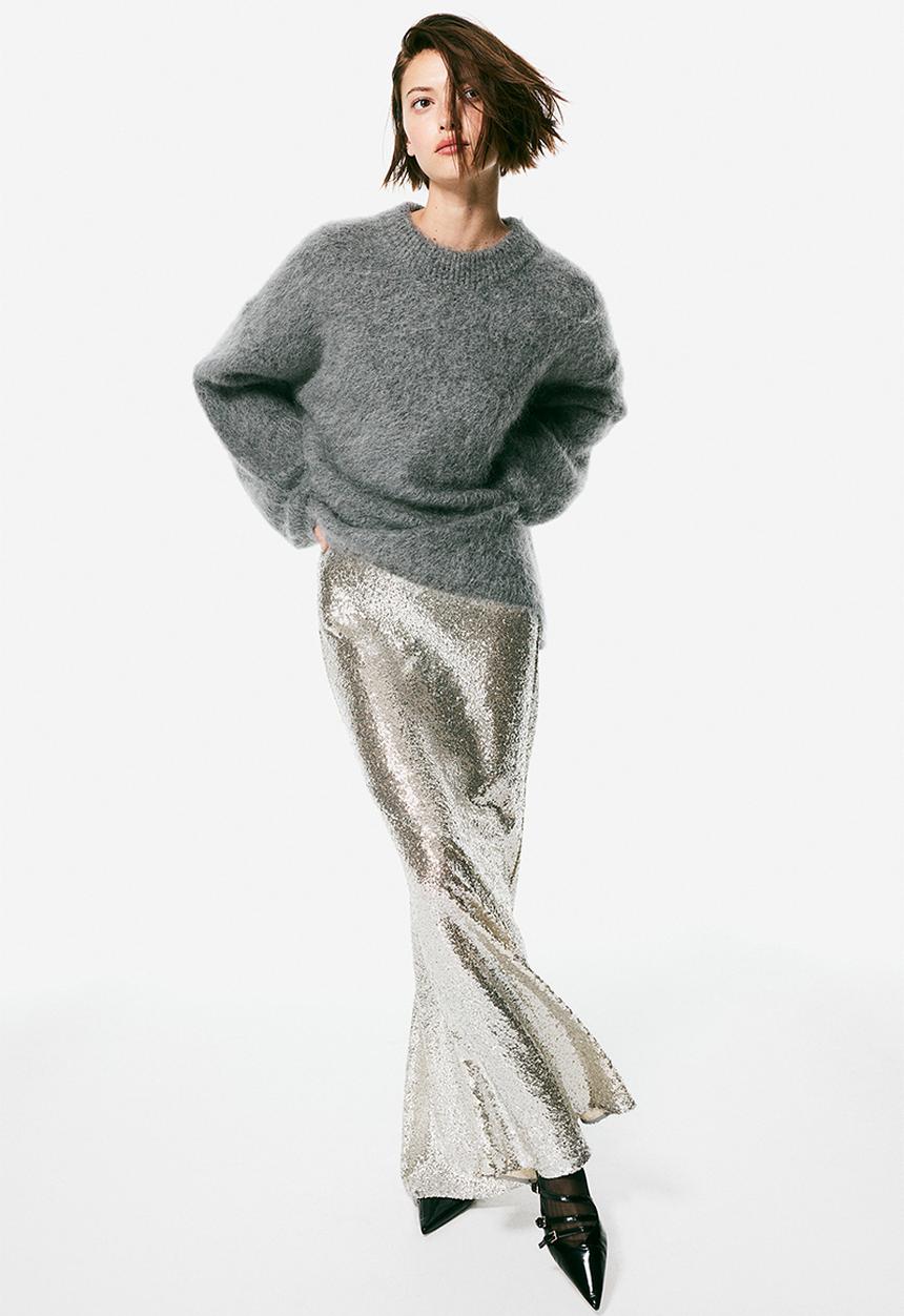 H&M - Sequined skirt - silver-coloured