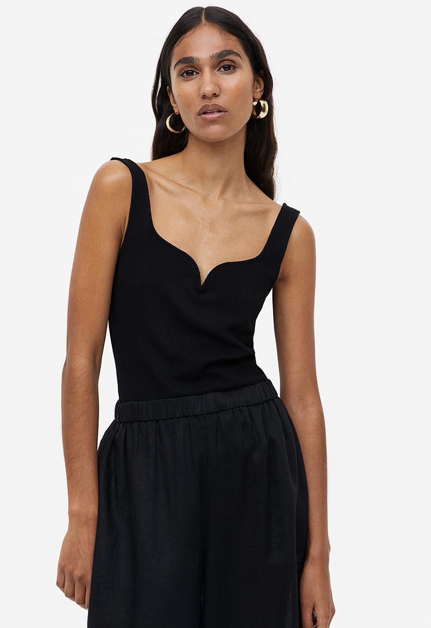 H&M - Ribbed vest top - black
