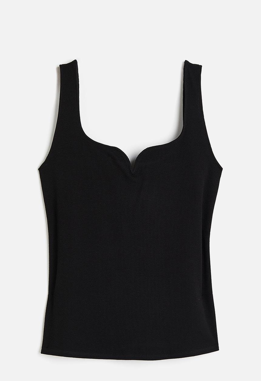 H&M - Ribbed vest top - black
