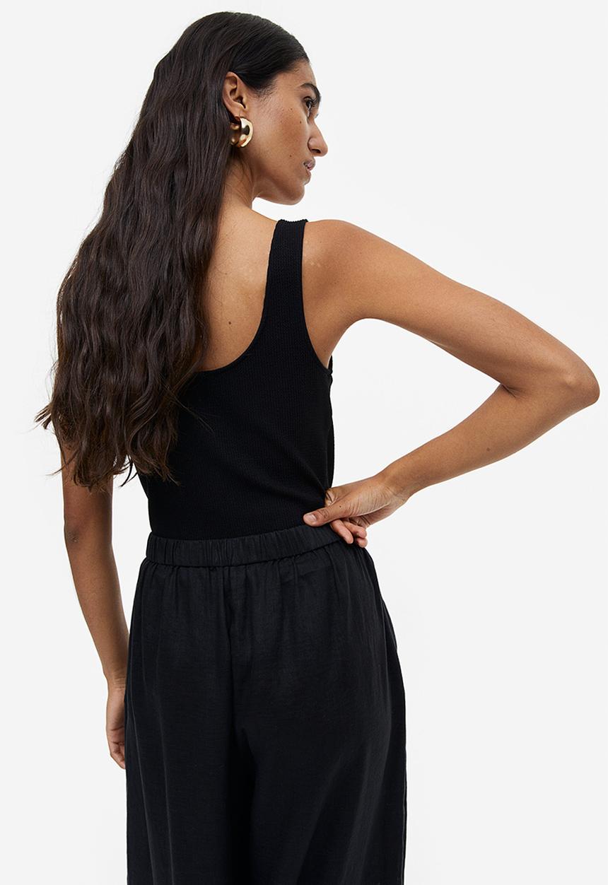H&M - Ribbed vest top - black