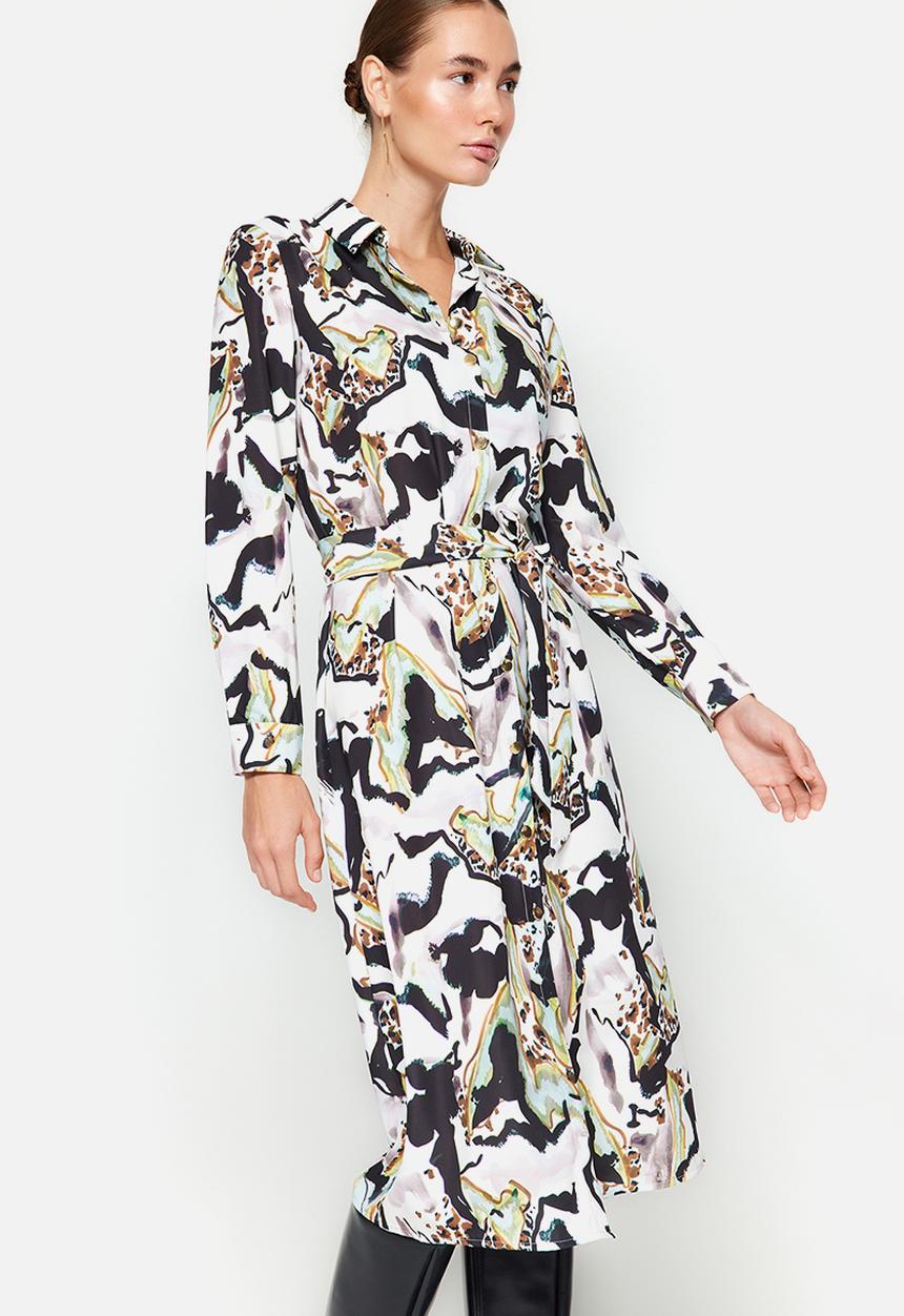 Trendyol - Printed tulle midi dress - multi