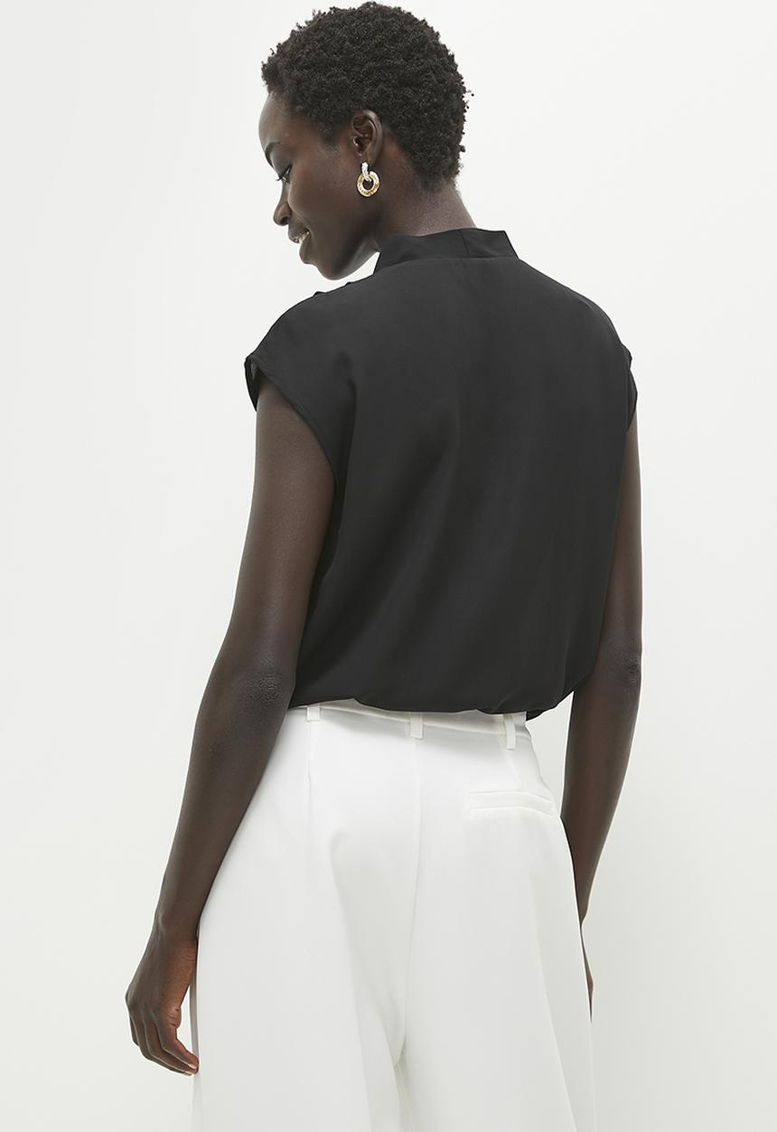 edit - Sleeveless wrap bodysuit - black