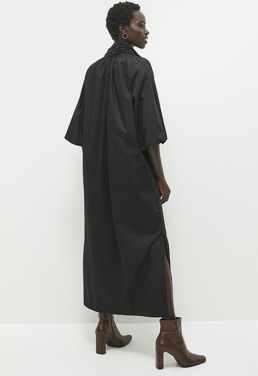 edit - Volume sleeve kaftan midi dress - black