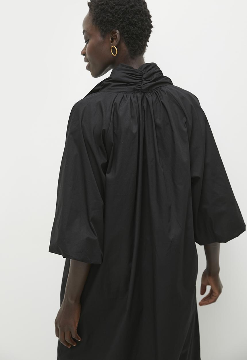 edit - Volume sleeve kaftan midi dress - black