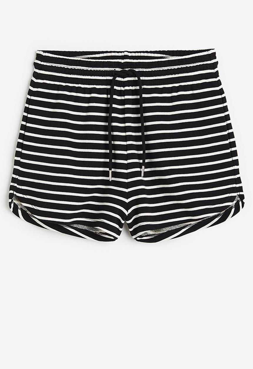 H&M - Sweatshirt shorts - black/white striped