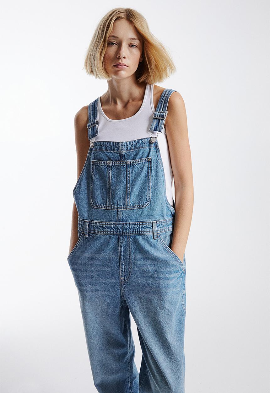 H&M - Straight denim dungarees - light denim blue