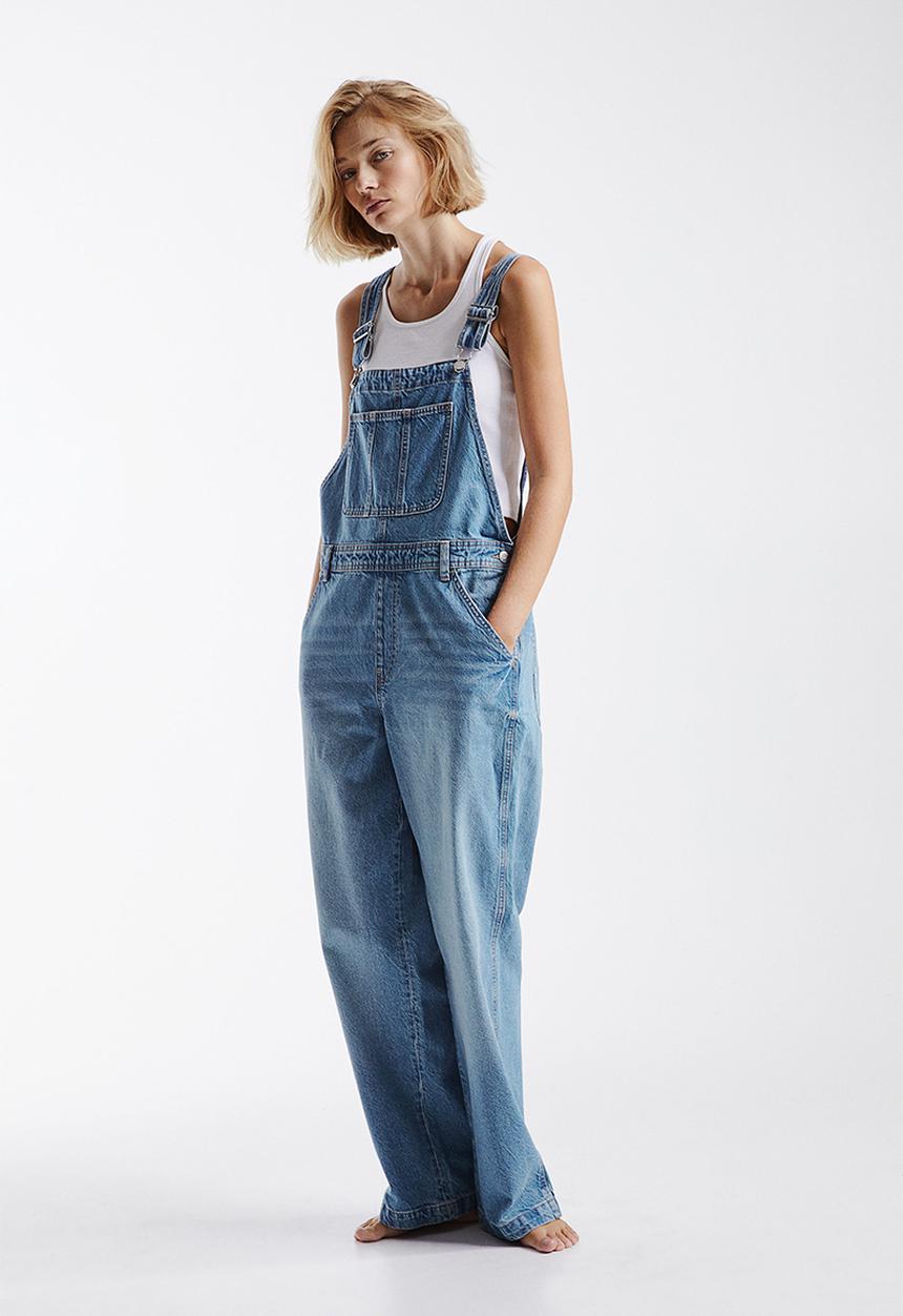 H&M - Straight denim dungarees - light denim blue