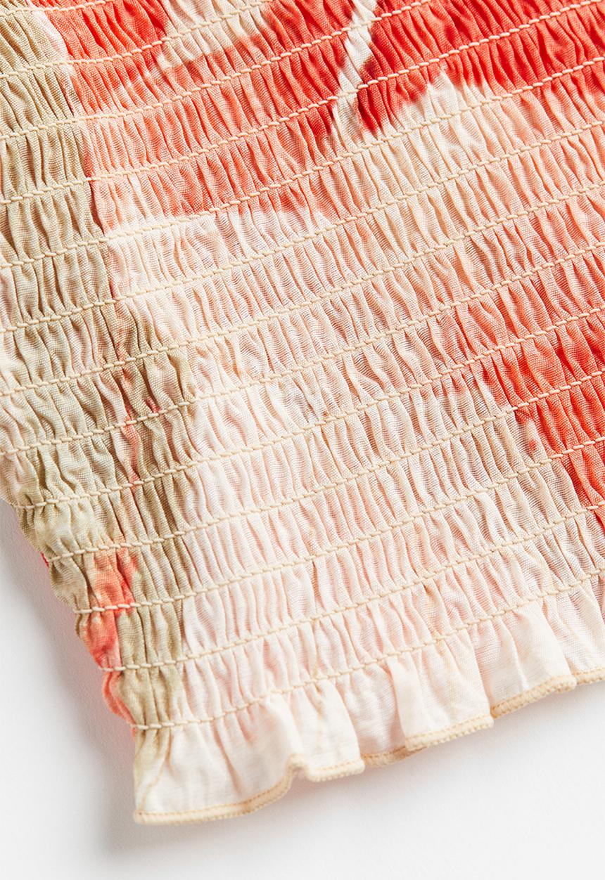 H&M - Smocked off-the-shoulder top - coral/patterned