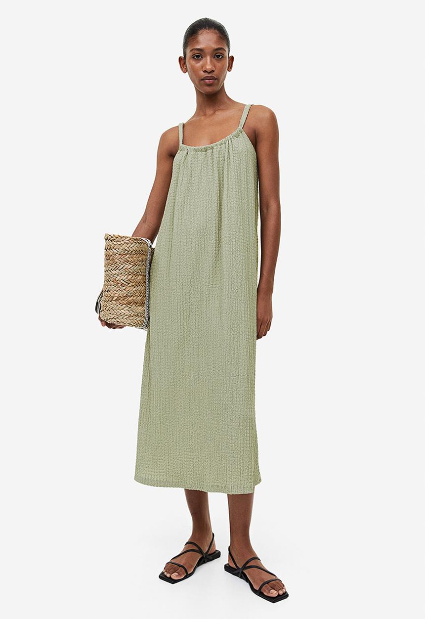H&M - Textured jersey dress - sage green