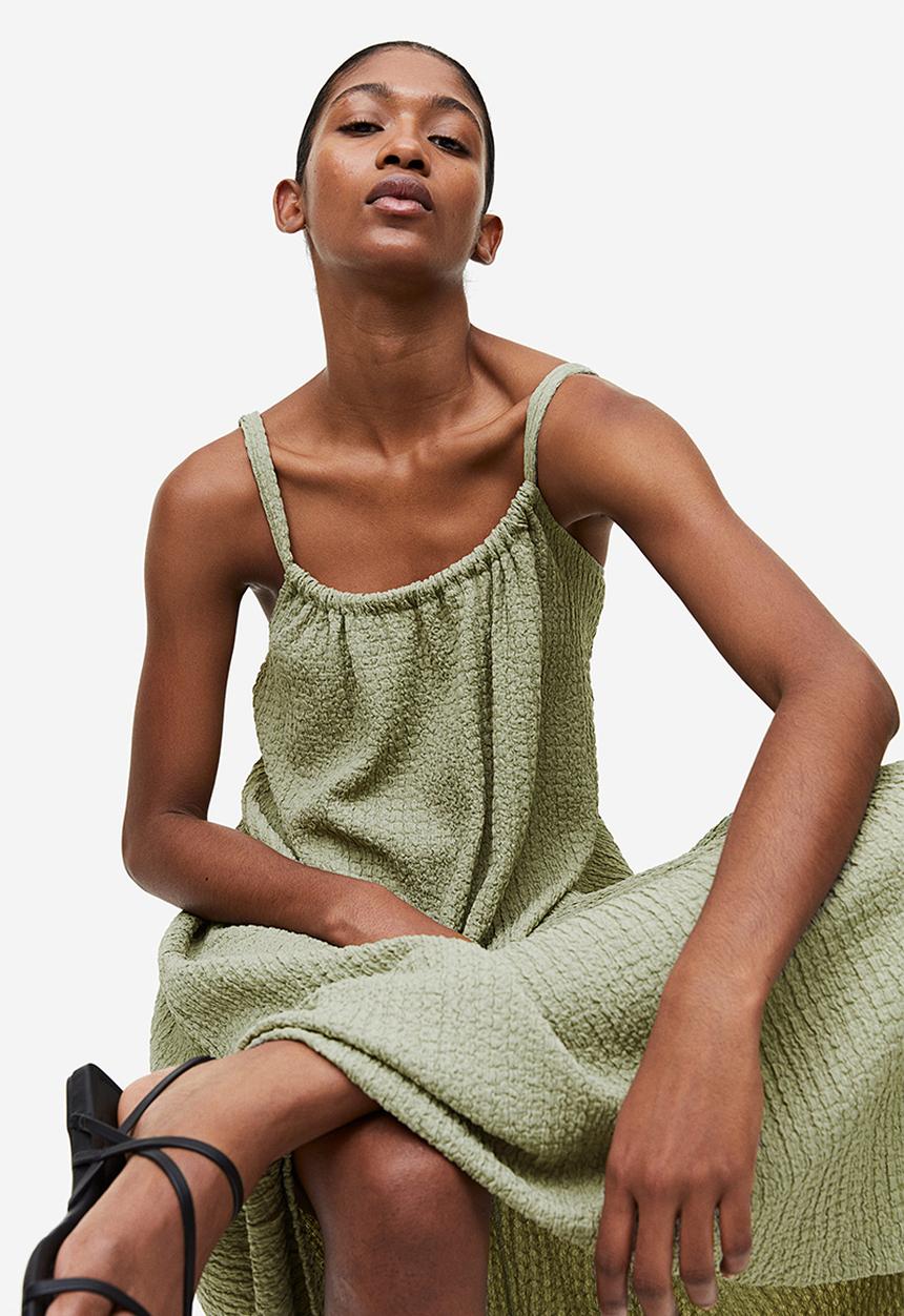 H&M - Textured jersey dress - sage green