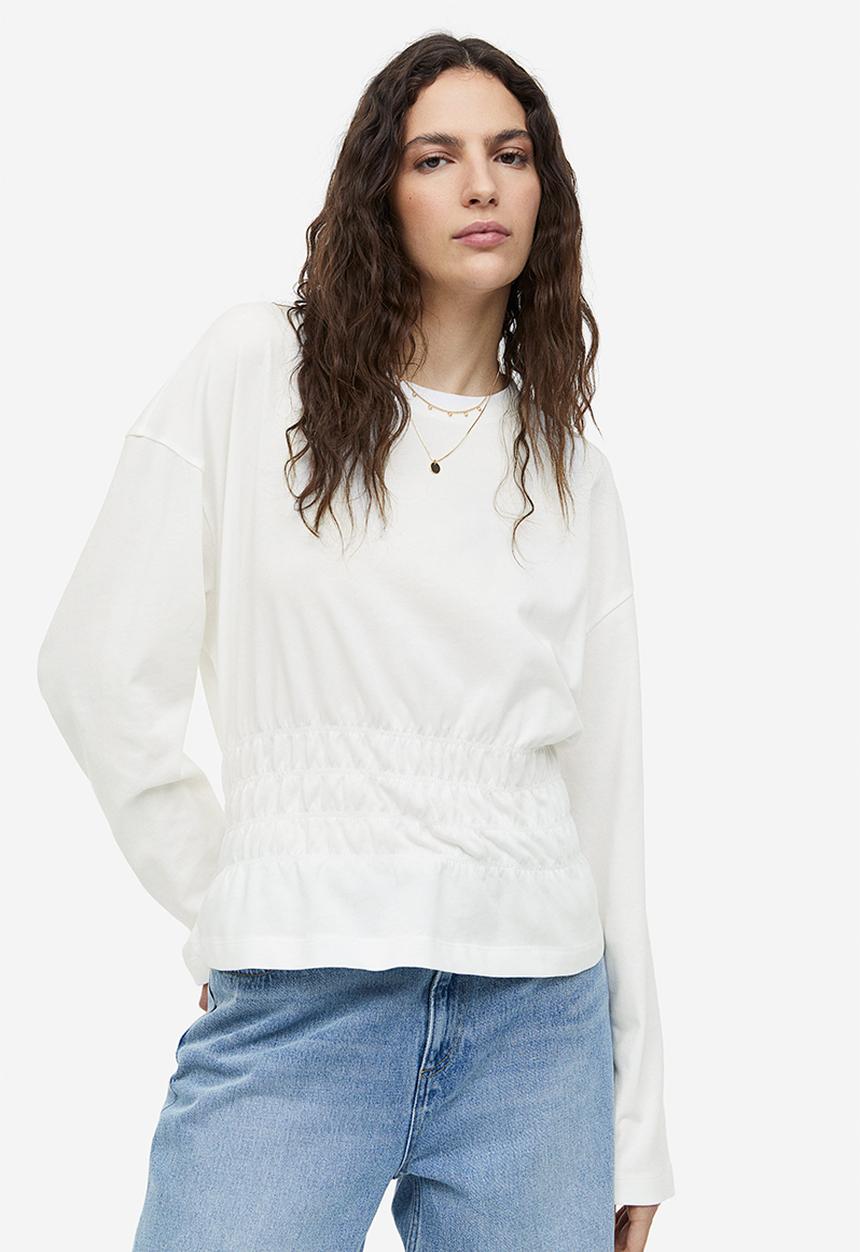 H&M - Smock-waisted top - white