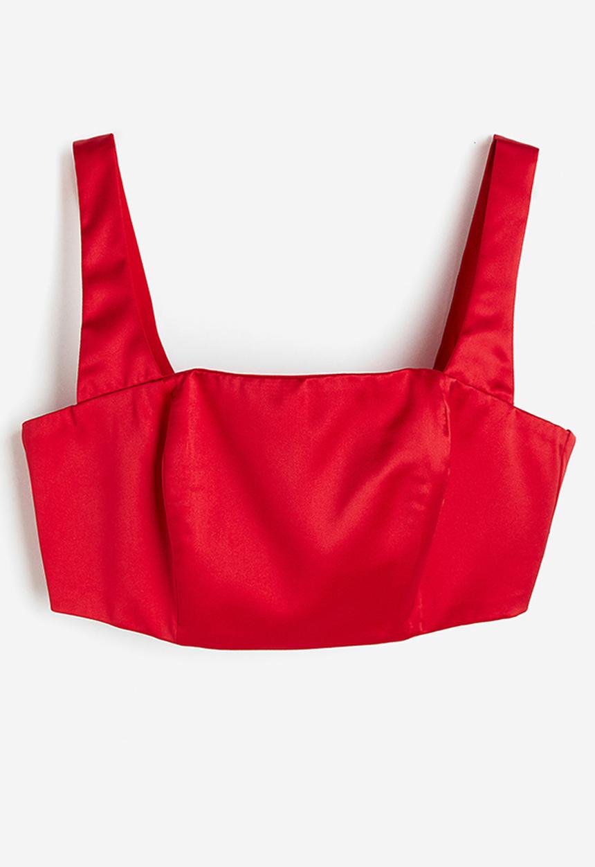 H&M - Square-neck crop top - red