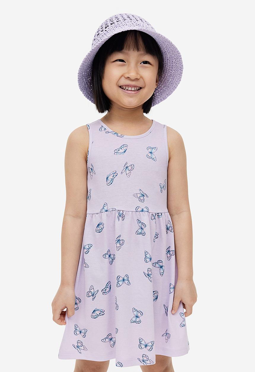 H&M - Patterned cotton dress - lilac butterflies