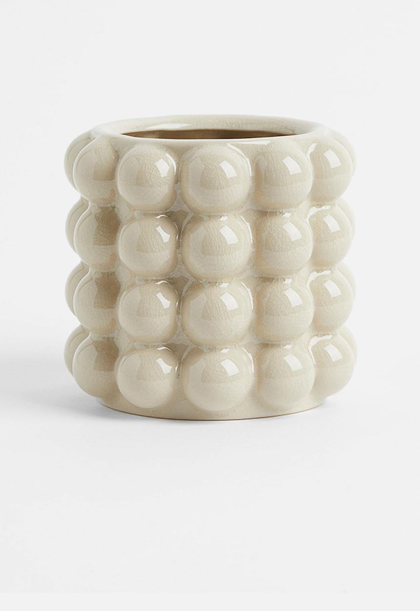 H&M - Small bubbled plant pot - white