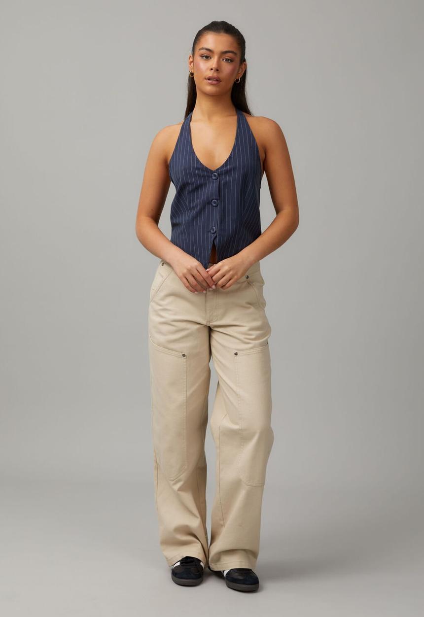 Factorie - Woven Halter Vest - Pinstripe