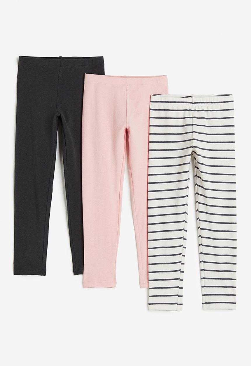 H&M - 3-Pack jersey leggings - dark grey & light pink