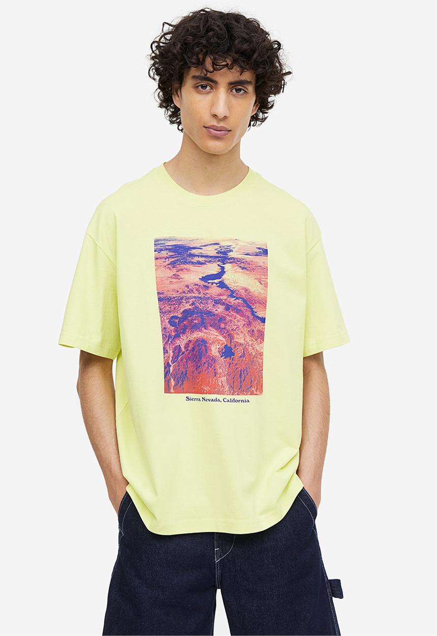 H&M - Loose fit printed T-shirt - light yellow sierra nevada