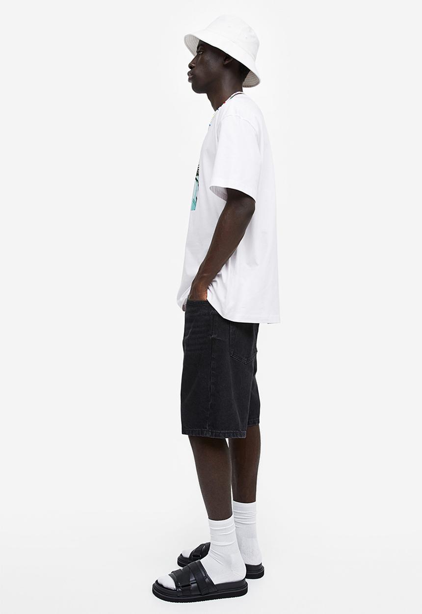 H&M - Relaxed fit printed T-shirt - white sit back and relax