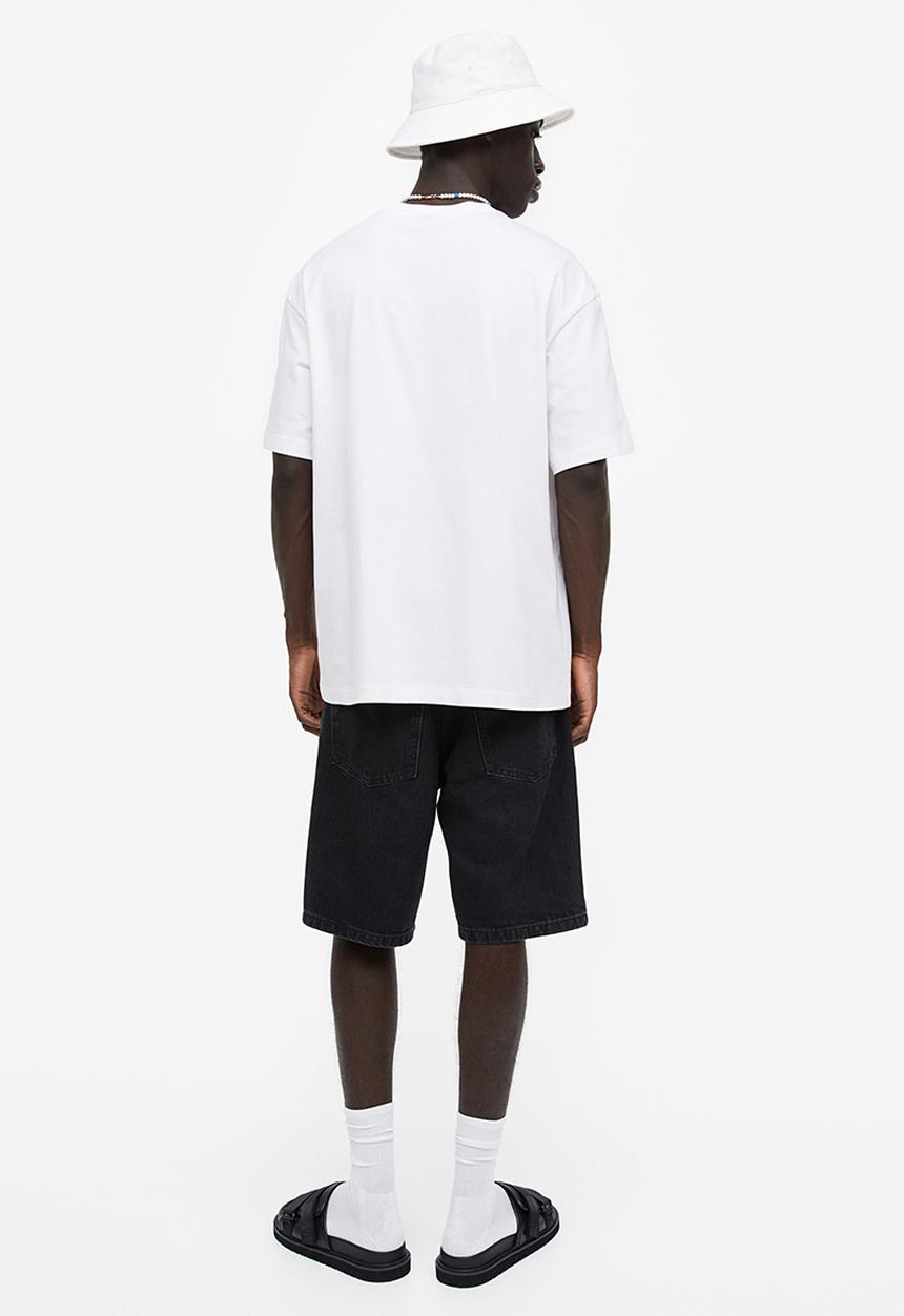 H&M - Relaxed fit printed T-shirt - white sit back and relax