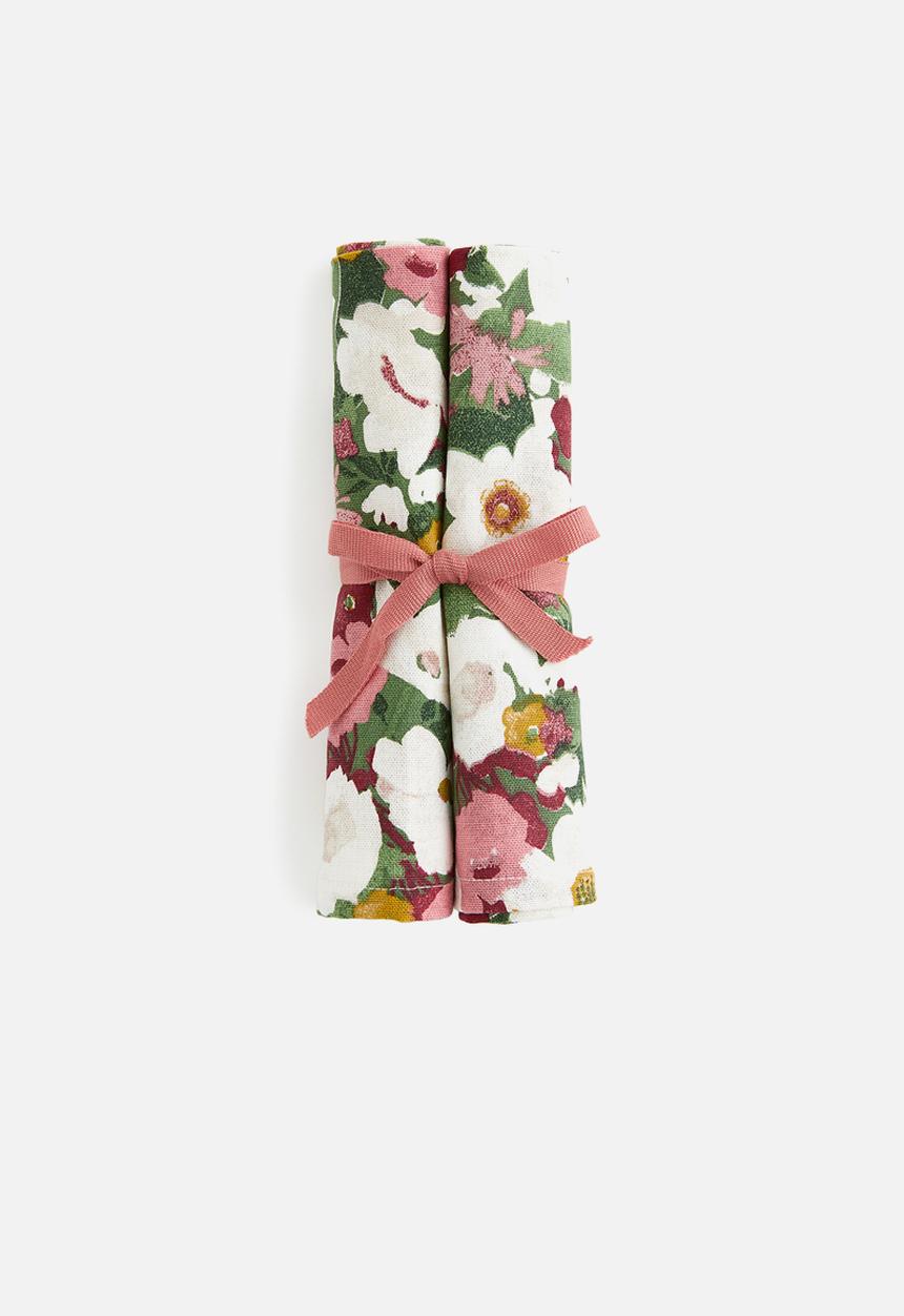 H&M - 2 Pack cotton napkins - green/floral