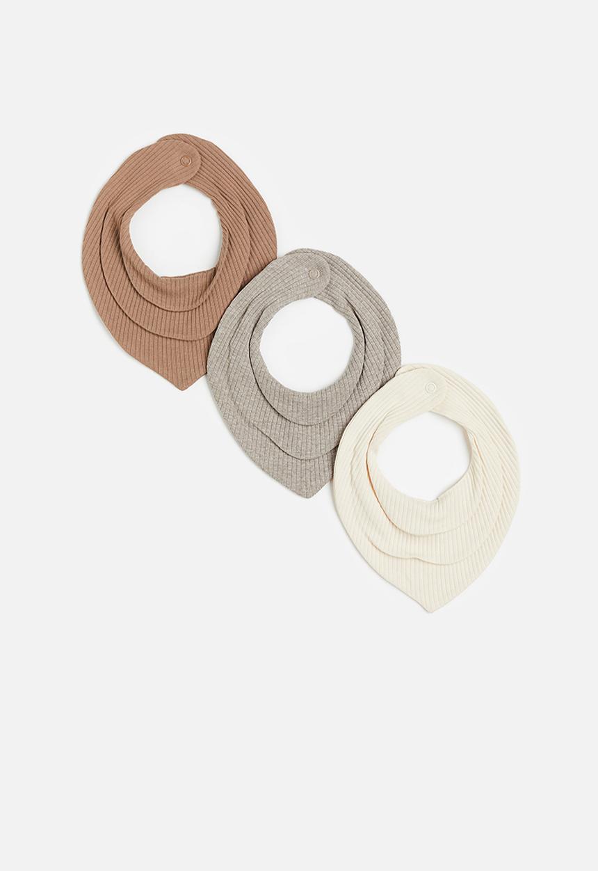 H&M - 3-Pack ribbed triangular scarves - natural white greige marl