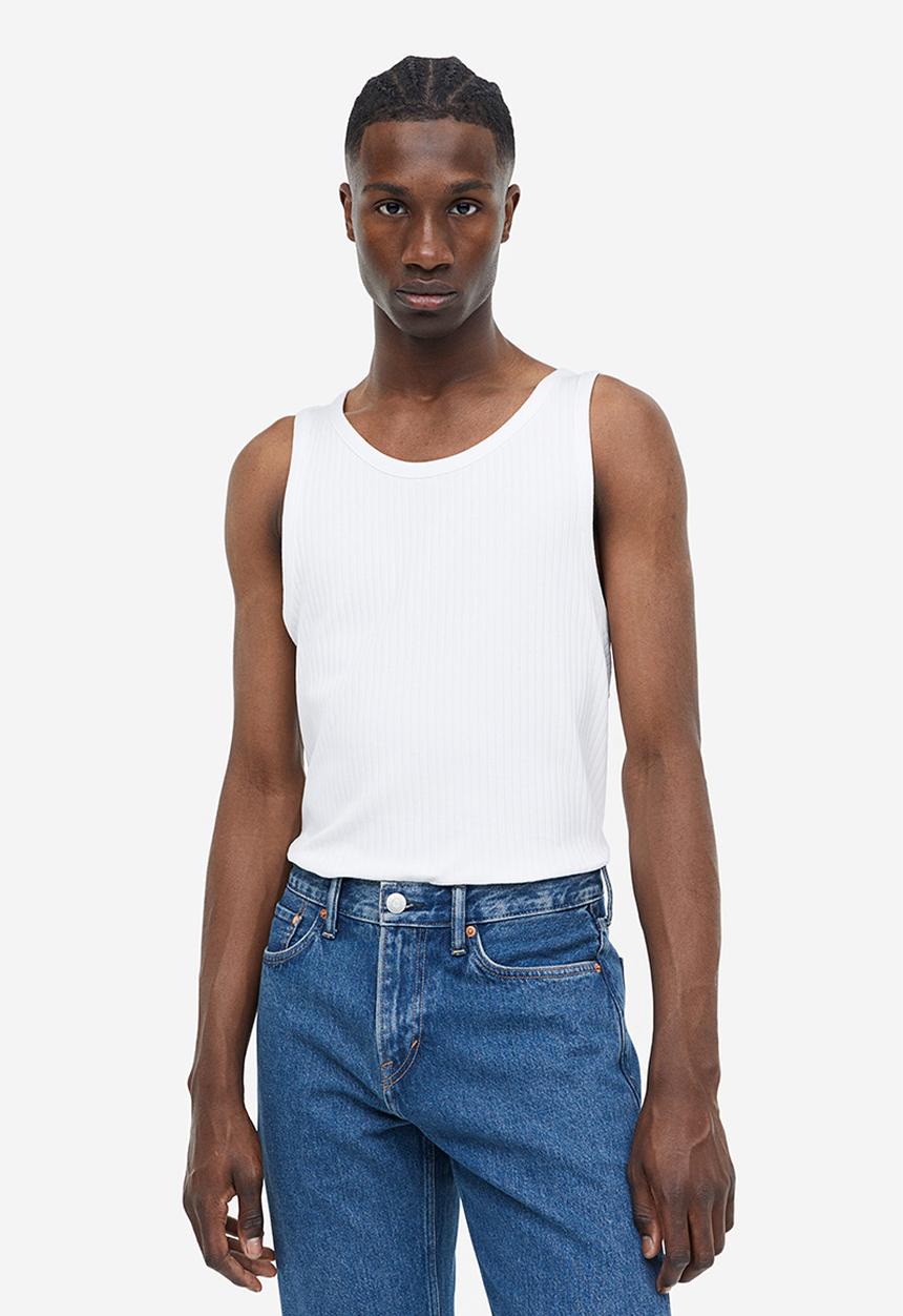 H&M - Slim fit ribbed vest top - white