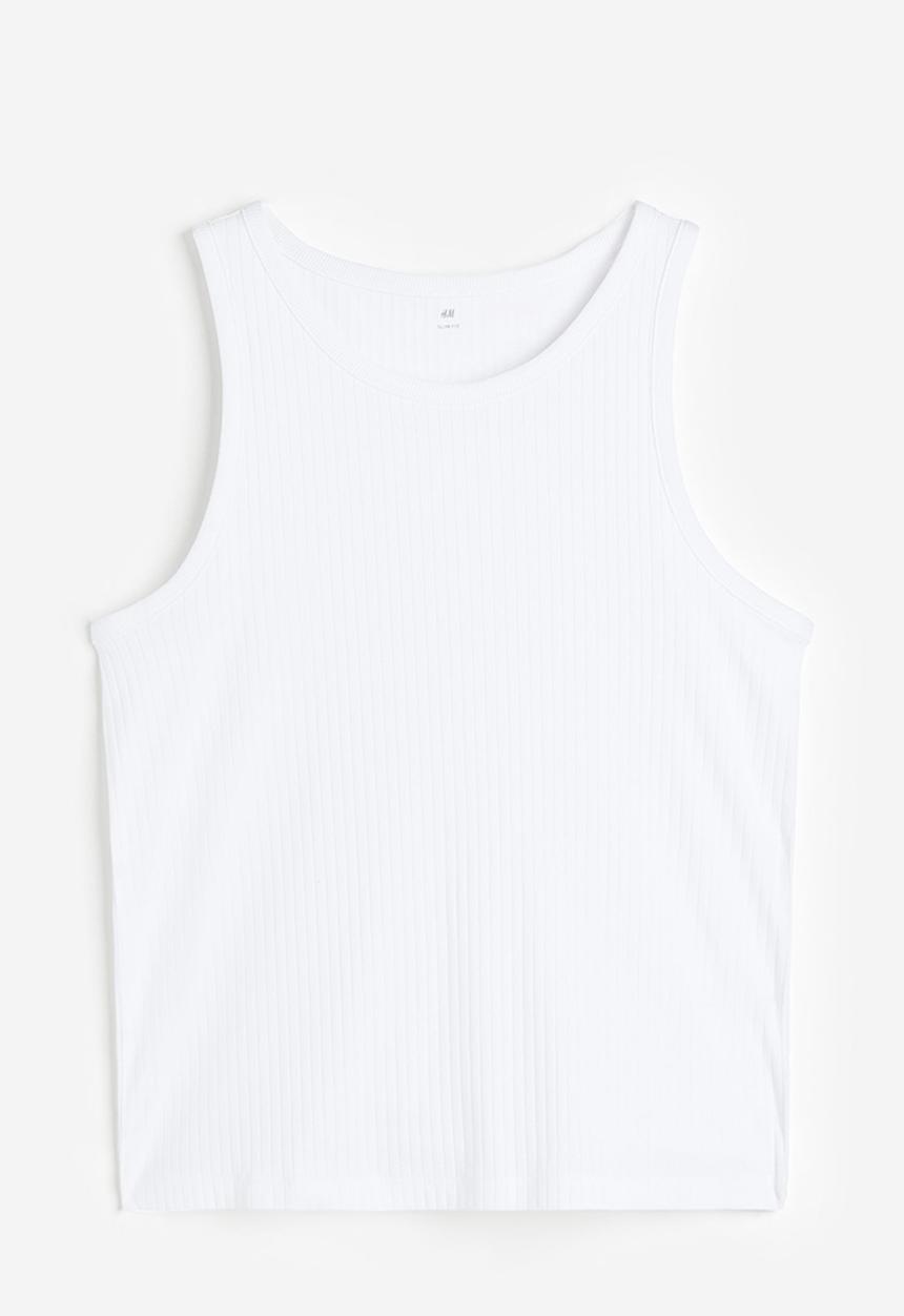 H&M - Slim fit ribbed vest top - white