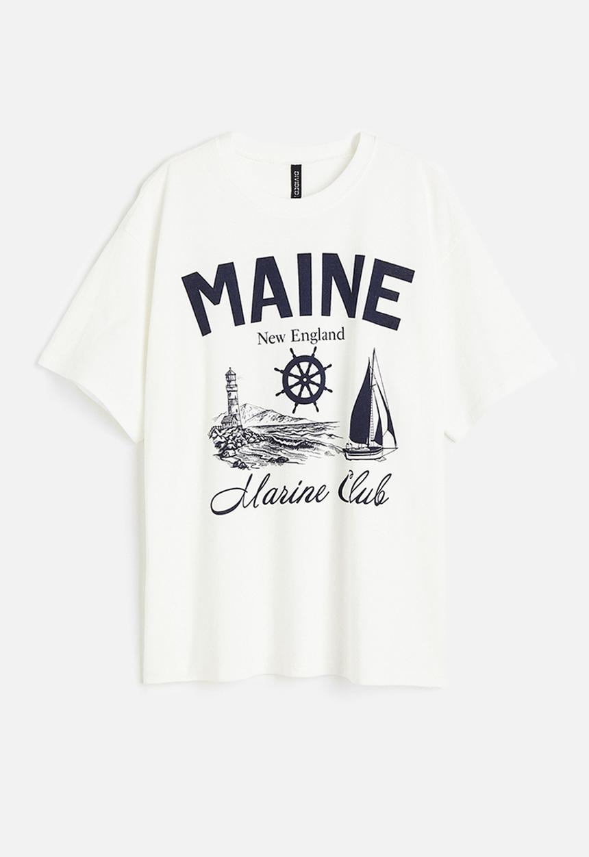H&M - Oversized printed T-shirt - white maine