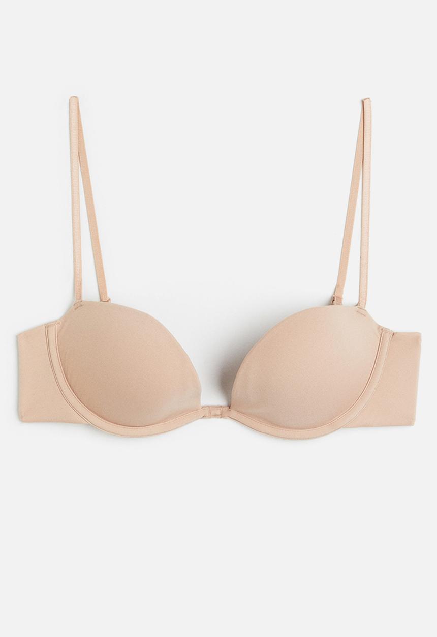 H&M - Padded underwired microfibre bra - beige