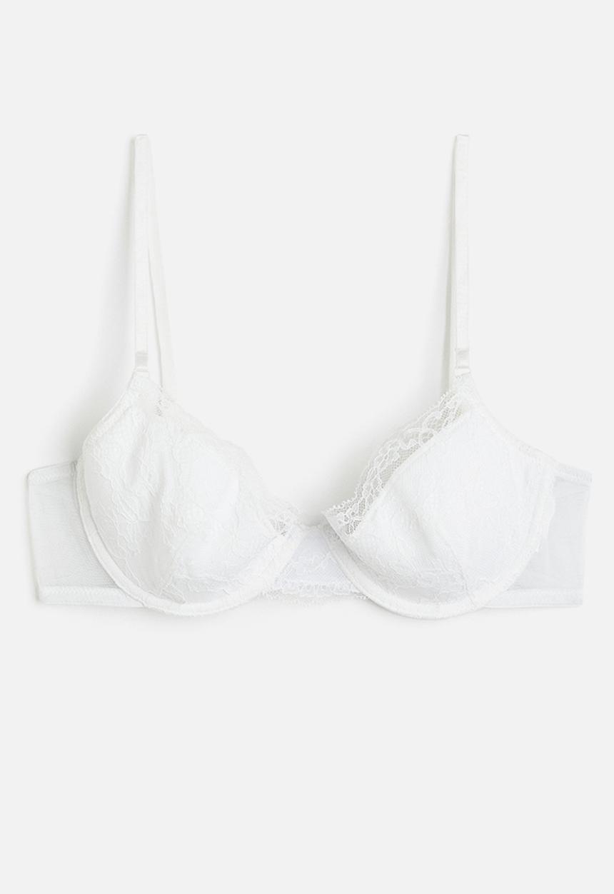 H&M - Padded underwired lace bra - white
