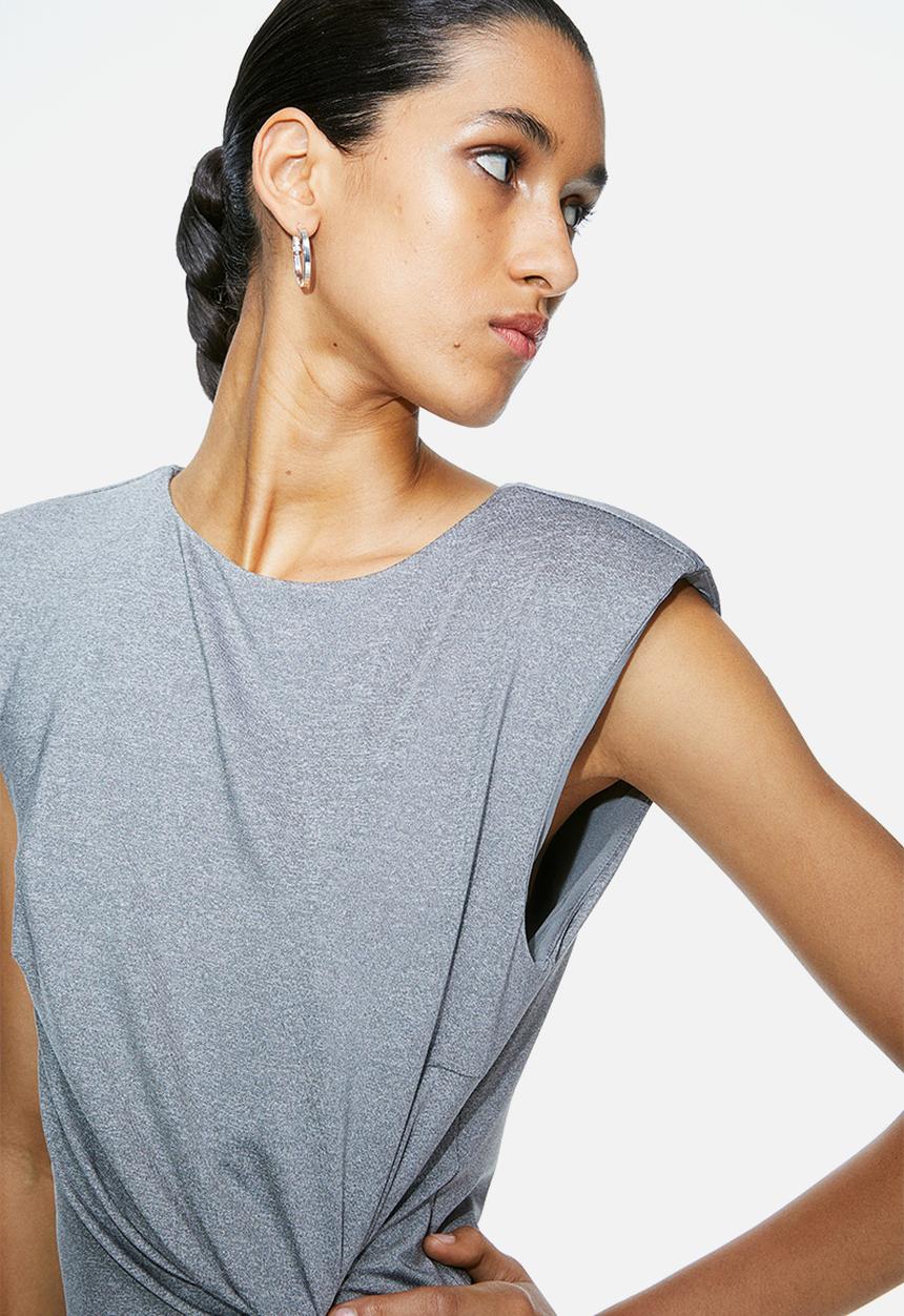 H&M - Twist-detail dress - grey marl