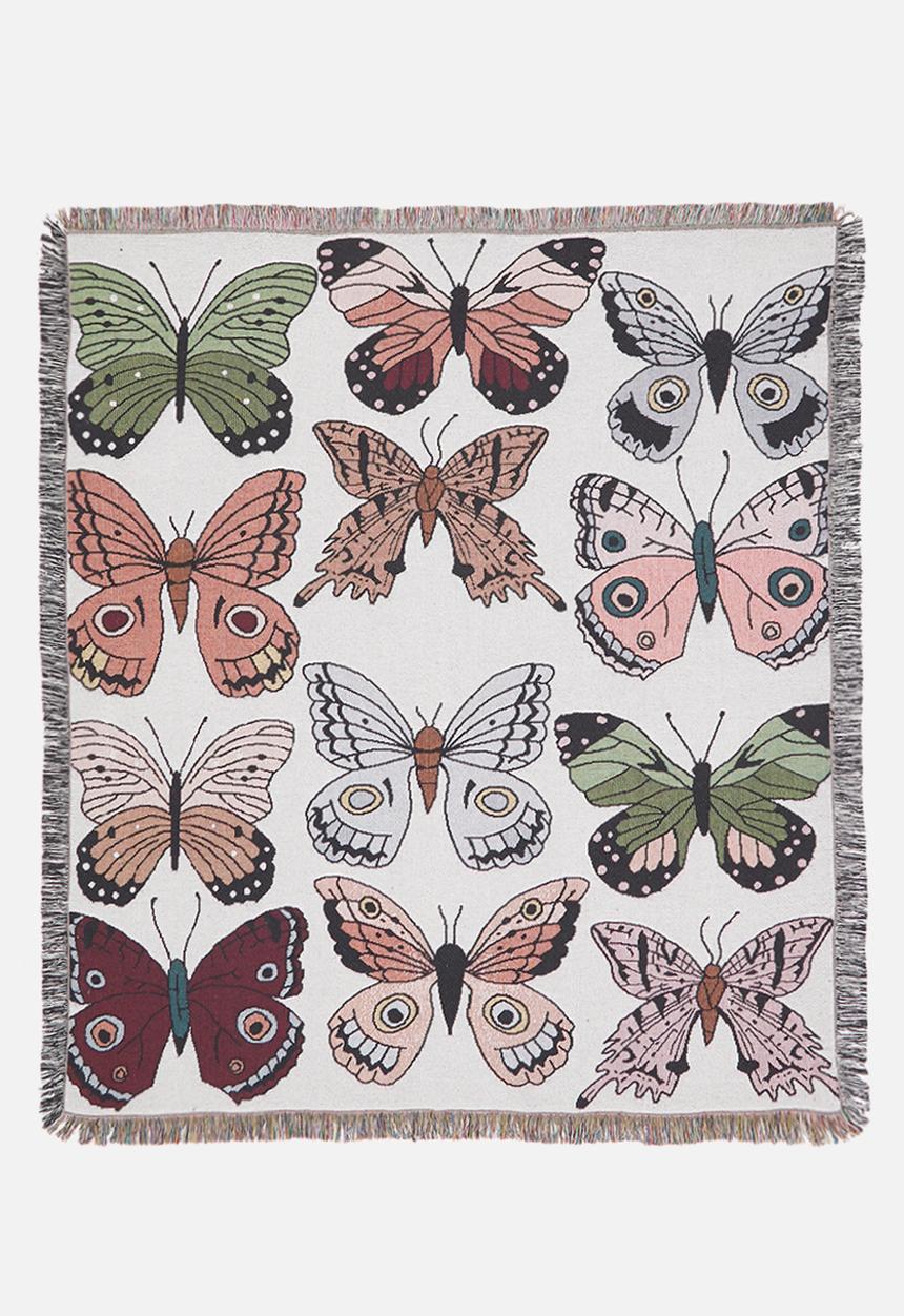 Sixth Floor - Butterfly cotton jacquard throw - multi